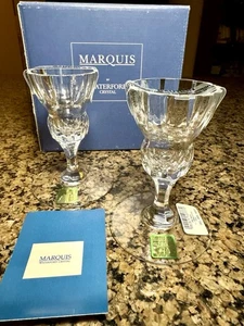 NEW Pair Waterford Marquis Crystal Palladia 4” Candlesticks Orig Box Tableware - Picture 1 of 12