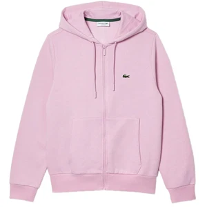 Men's Lacoste Pink Kangaroo Pocket Fleece Hoodie Sweatshirt - Picture 1 of 6