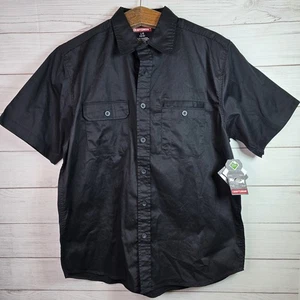 Craftsman Shirt Mens Sz L Black Mechanic Work Short Sleeve Button Front NWT - Picture 1 of 8