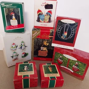 Hallmark Penguin Themed and Mouse Featured Christmas Ornament Lot MICE - Picture 1 of 5