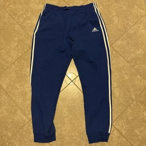 Adidas Joggers Pants Men Sz LT Blue Regular Fit Tapered Leg Drawstring Waist - Picture 1 of 5