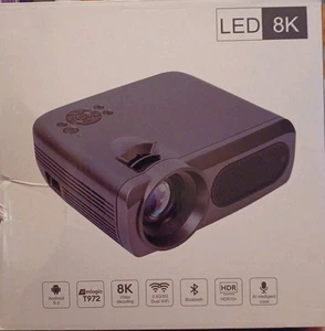LED OUTDOOR 8K MOVIE PROJECTOR W/DUAL WIFI, Bluetooth, HDR Bundle - Picture 1 of 6