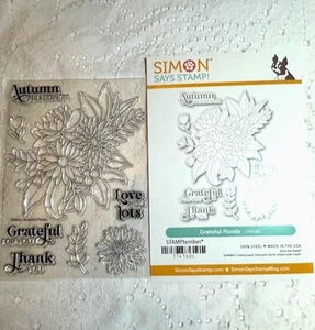Simon Says Stamp *Grateful Florals* Stamp and Cutting Dies Set NEW - Picture 1 of 4