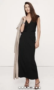 Banana Republic leichtes Ponte schräg geschnittenes Maxi schwarz Kleid Größe S neu mit Etikett UVP 150 $ - Bild 1 von 8