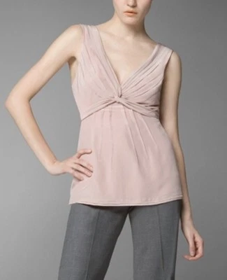 NWT$178 BCBG MAXAZRIA SILK CREPE DE CHINE Blusa TOP~Busto plisado/Lazo en la espalda~ROSA~ Foto 1 de 4