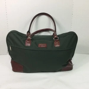 Metro Collection Duffle Travel Bag Green Canvas & Leather Zipup Carryon Luggage - Picture 1 of 7