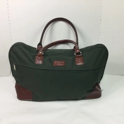 Bolsa de viaje de lona Metro Collection equipaje de mano de lona verde y cuero con cremallera Foto 1 de 4