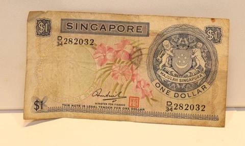 SINGAPORE 1 DOLLAR NOTE ORCHID SERIES D/34 282032 Cover