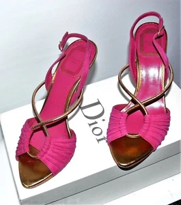 $900.00 CHRISTIAN DIOR PINK SLINGBACK SUIDE SANDALS SZ 6 MADE IN ITALY - Picture 1 of 8