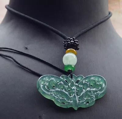 Video Certified ICY Green Natural A Jade jadeite Pendant Butterfly 蝴蝶 645498 TN - Image 1 of 4
