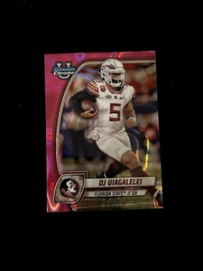2024 Bowman University U Chrome DJ Uiagalelei Pink Lava Refractor Florida State - Picture 1 of 2