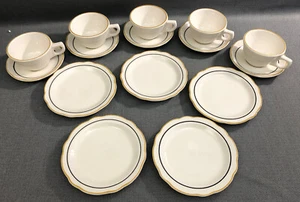 15pc Buffalo Restaurant Ware Coffee Cups Saucer side plate gold stripe - Picture 1 of 12