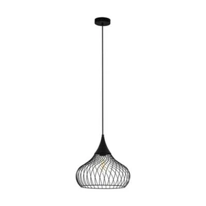 Staverton Black E27 Pendant Light by Eglo - Picture 1 of 1