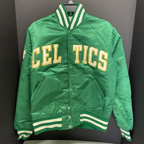 Vintage Starter NBA Boston Celtics Men's Green Satin Bomber Jacket Size Small S Cover