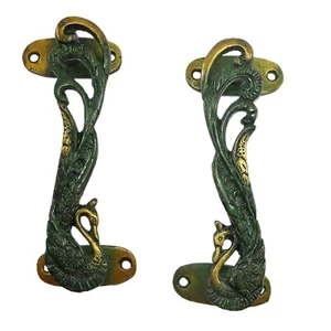 Peacock Shape Victorian Antique Style Handcrafted Brass Door Handle Home Decor - Picture 1 of 9