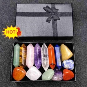 14Pcs/set Reiki Healing Crystals Kit with Gift Box Natural Crystal Quartz Xmas - Picture 1 of 11