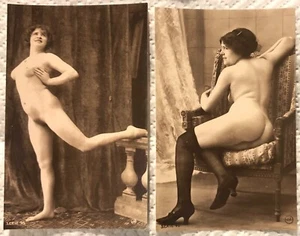 2 EDLE ANTIKE FRANZÖSISCHE AKT FIGUR FOTOS VINTAGE POSTKARTEN J AGELOU FOT PARIS - Bild 1 von 2