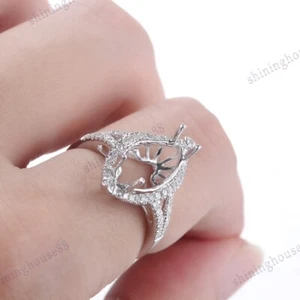 Marquise 13 x 7 mm Halbfassung natürlicher SI/H Diamant feiner Schmuck Ring Fassung Silber - Bild 1 von 12