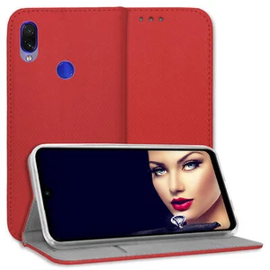 Custodia protettiva a libro per Xiaomi Redmi Note 7 / Note 7 Pro Cover rosso - Foto 1 di 10