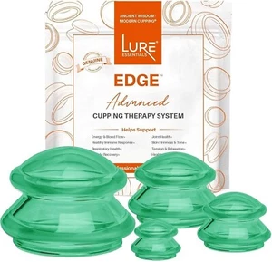 Lure Essentials Body Cupping Therapy Set, Green- 4 Cups (Flex) - Picture 1 of 1