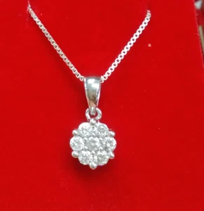 DEAL! 0.30 ct Genuine Round Cut Cluster Diamond drop Halo Pendant Charm 14K Gold - Picture 1 of 9