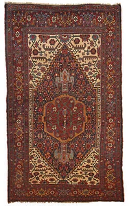 Handmade antique Persian Bidjaar rug 4.9' x 7.4' (149cm x 225cm) 1880s - 1B194 - Picture 1 of 9