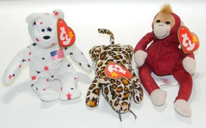 Ty Beanie Babies 1993 1999 Schweetheart Glory Freckles Monkey Bear Leopard Lot - Picture 1 of 4