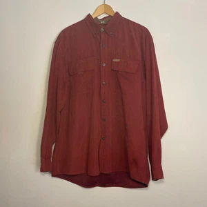 North River Shirt Mens L Maroon Burgundy Brown Faux Suede Long Sleeve Button Up - Picture 1 of 17