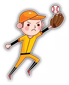 Baseball Player Cartoon Sport Car Bumper Sticker Decal - Picture 1 of 1