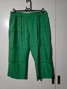 Womens SPORTSCRAFT Green Linen Blend Wide Leg Pants - Size 14 (T61) - Picture 1 of 3