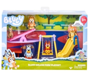 BLUEY Deluxe Park Playset - See Saw, Swing - Bingo Rusty Bluey Indy Potaroo NEW - Picture 1 of 5