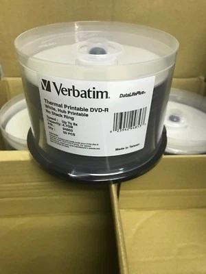 VERBATIM 94853 DVD-R 4.7GB WHITE THERMAL HUB PRINTABLE- 50PC SPINDLES  - Image 1 of 3