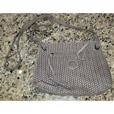 VTG Roots Canada Grey / Brown Leather Crossbody Bag Purse - Image 1 of 4