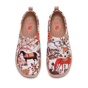Women Size 5-12 UIN Slip On Shoes Canvas Comfortable "horses in tang dynasty" - Picture 1 of 7