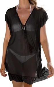 Damen Strandkleid Sommer Gr. L (Irevial) schwarz transparent Strandponcho NEU - Bild 1 von 6