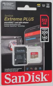 SanDisk Extreme PLUS 512GB microSDXC UHS-I Memory Card - Picture 1 of 2