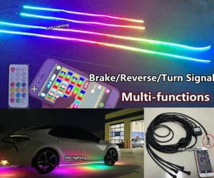 Bluetooth+Remote Chasing Flow LED Brake/Reverse/TurnUnderglow Strips Lights KIT - Picture 1 of 12