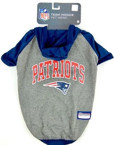 Pet Tee Shirt Gr. L New England Patriots Kapuze Logo grau blau rot NFL Fanwear - Bild 1 von 12