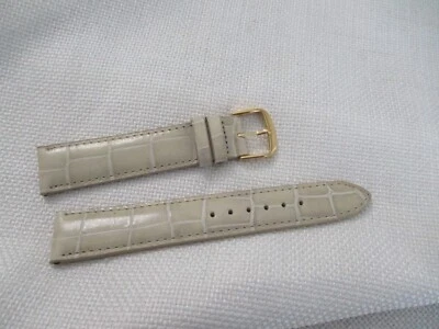 Correa de reloj de cuero genuino EE. UU. correa de reloj 18 mm oro marfil grano cocodrilo Foto 1 de 3