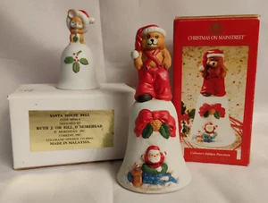 Vintage Weihnachten Porzellan Glocke Glocken 2 Stück Lot Weihnachtsmann Bär Maus Deko - Bild 1 von 14