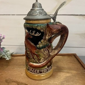 DEUTSCHER BIERKRUG FUCHS GRIFF JAGD JÄGER FREUD DIE GRUNE HEID EINE JÄGERFREUDE  - Bild 1 von 16