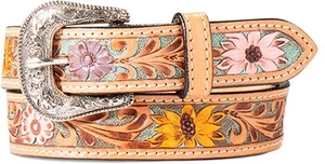 Ariat Western Girls Belt Youth Leather Tooled Floral Multi Colored A1307797 - Picture 1 of 1