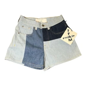 NWT 7 For All Mankind X Marques Almeida Denim Patchwork Short Rem’ade RARE Sz 23 - Picture 1 of 7