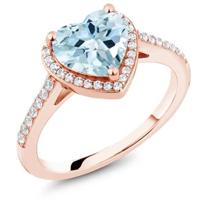 18K Rose Gold Plated Silver Sky Blue Topaz Engagement Ring For Women (2.09 - Picture 1 of 3