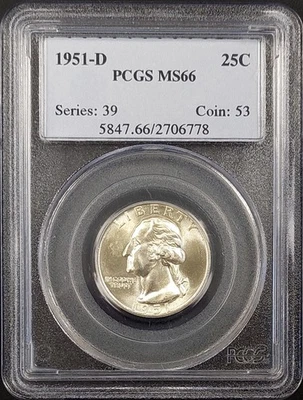 1951 D Washington Quarter certified MS 66 by PCGS! - Image 1 of 4