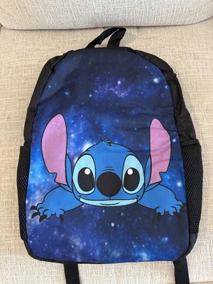 Disney Lilo & Stitch Backpack 17”x13” Galaxy Print School Bag Blue  - Image 1 of 4