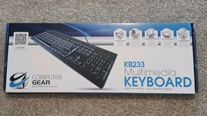 Kb233 Multimedia Keyboard USB Connection Spill Resistant New - Picture 1 of 4