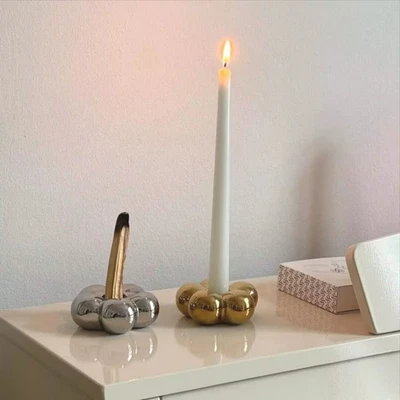 Candelabro de cerámica en forma de flor candelabro para decoración de mesa de salón Foto 1 de 4