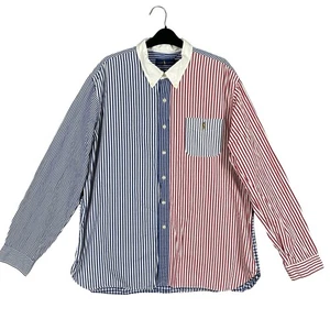 Ralph Lauren XXL Hemd Colorblock gestreift Gingham blau rot Knopfleiste 2XL - Bild 1 von 13