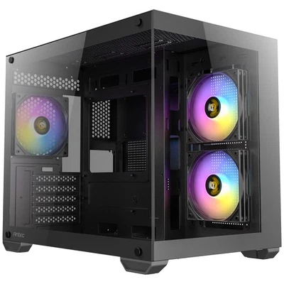 Antec CX600M Gaming PC Case Black Micro ATX Cube 3x 120MM ARGB Fans Glass Panels - Image 1 of 4